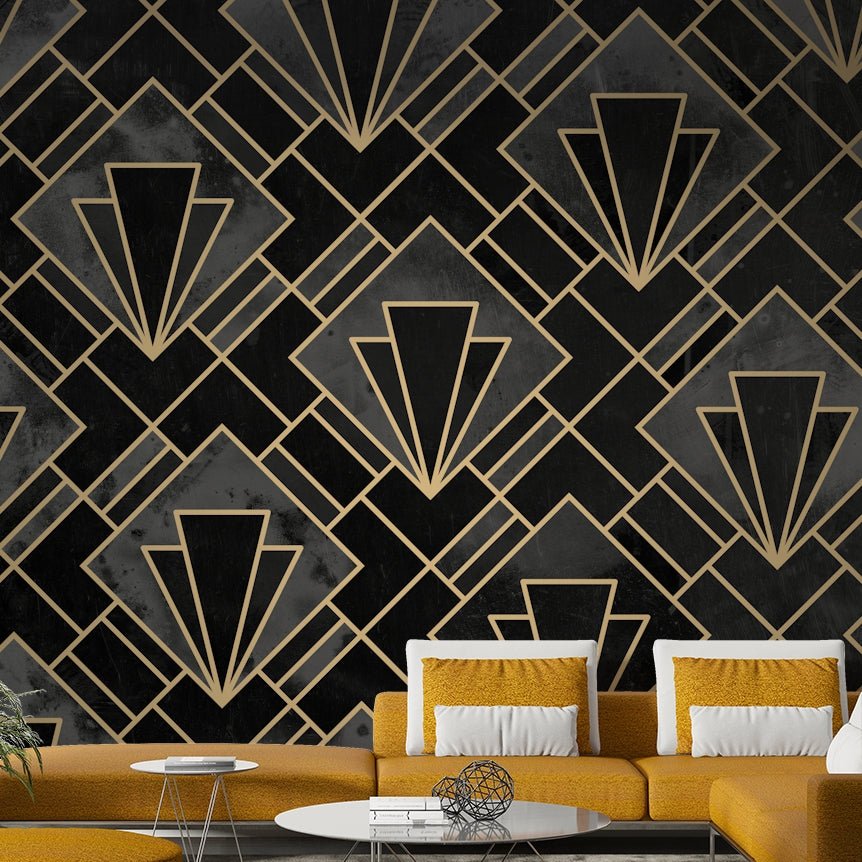 Modern black and grey mosaic wall mural

