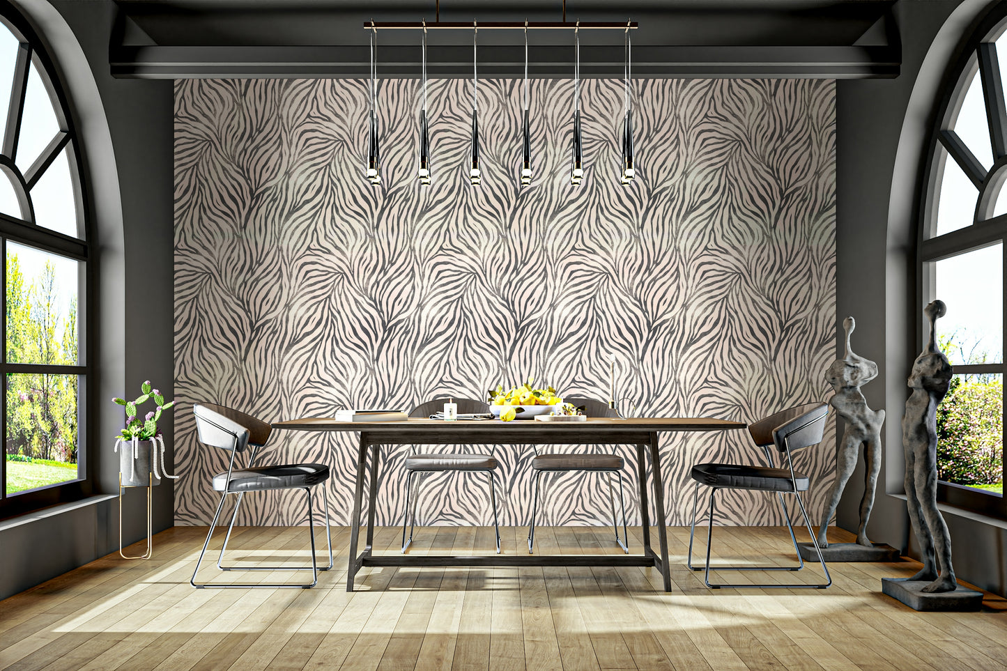 Black and White Boho Zebra Wallpaper⁠