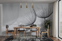 Floating dandelion seed mural for a peaceful ambiance
