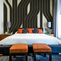Elegant black and white geometric lines in wall mural design

