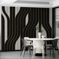 Timeless black and white lines mural adding sophistication


