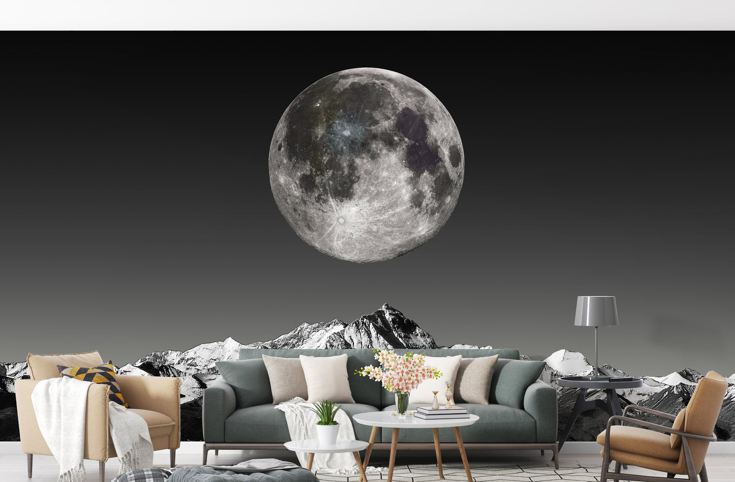 Moonlight wallpaper in black and white

