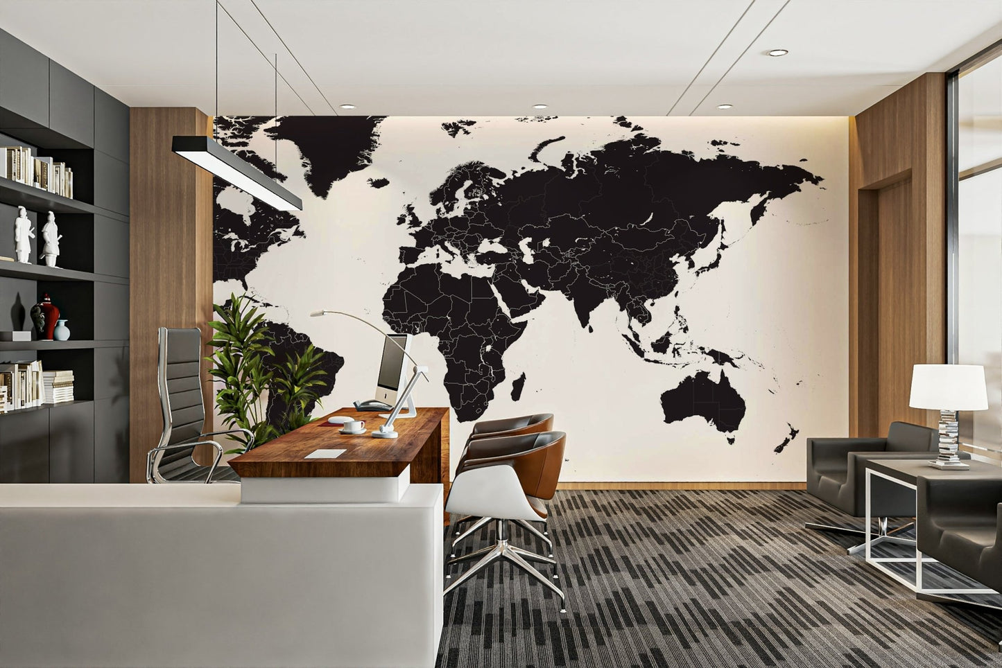 Wall mural with detailed continents

