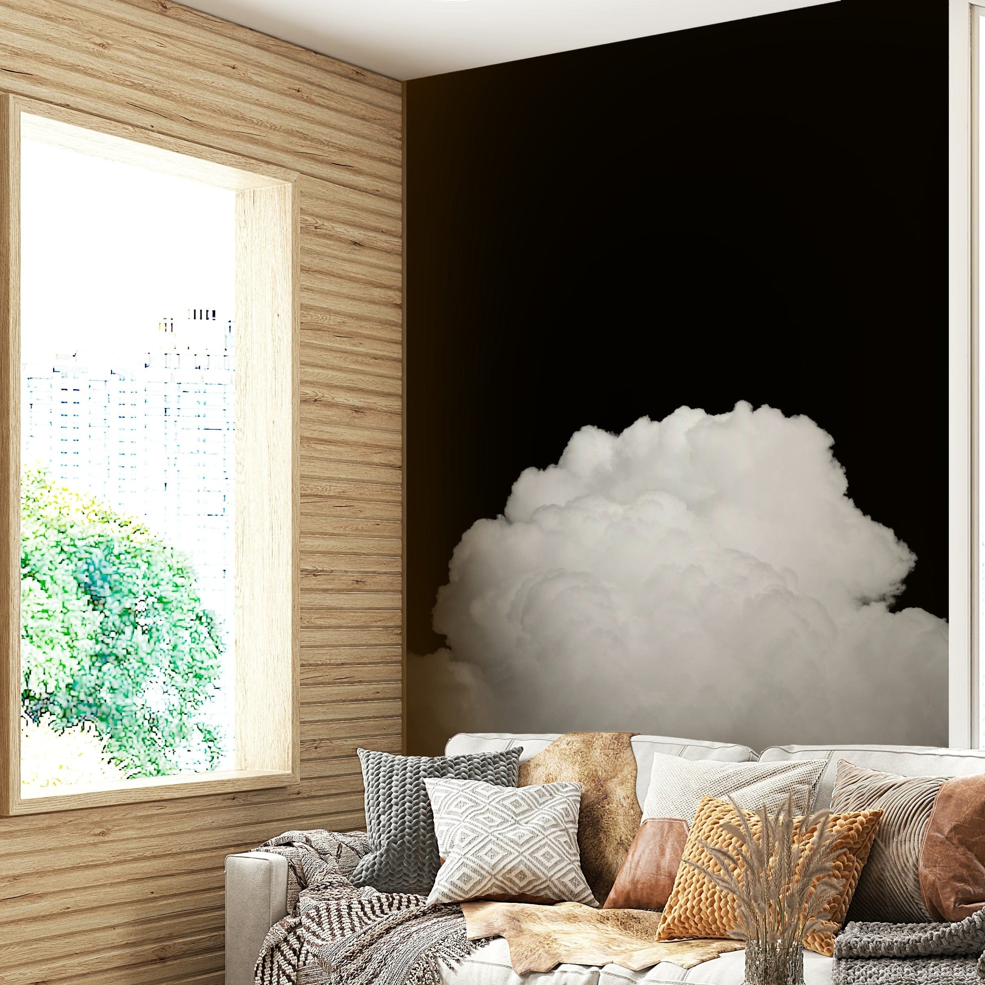 A serene stormy sky wall mural for your decor.

