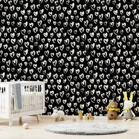 Chic nursery wall decor with fluffy heart wallpaper

