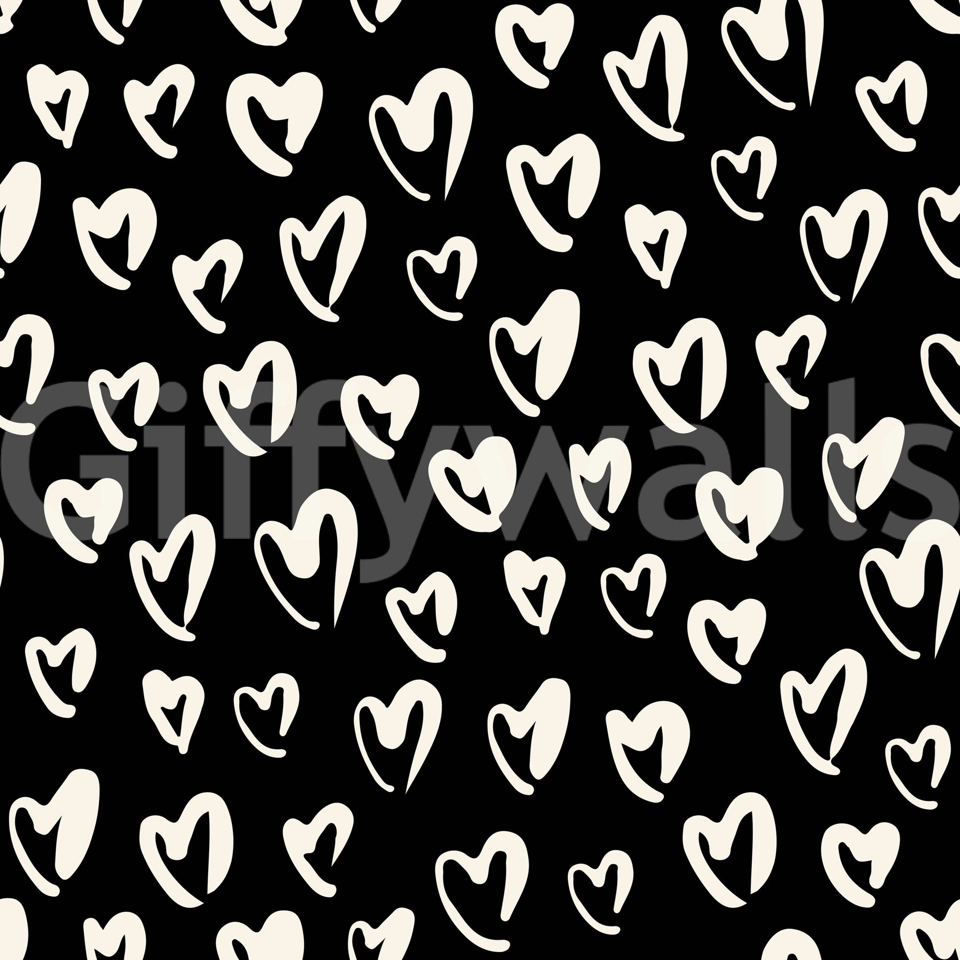 Bold black backdrop with tiny white heart wallpaper

