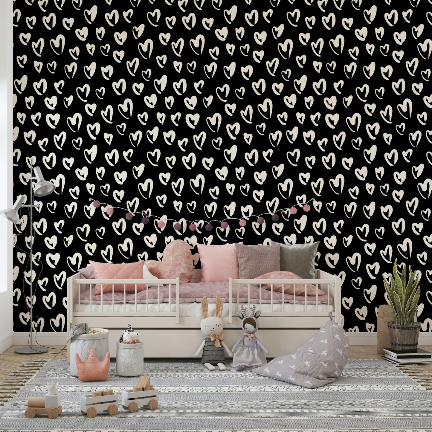 Soft sketched valentines style decorative wallpaper
