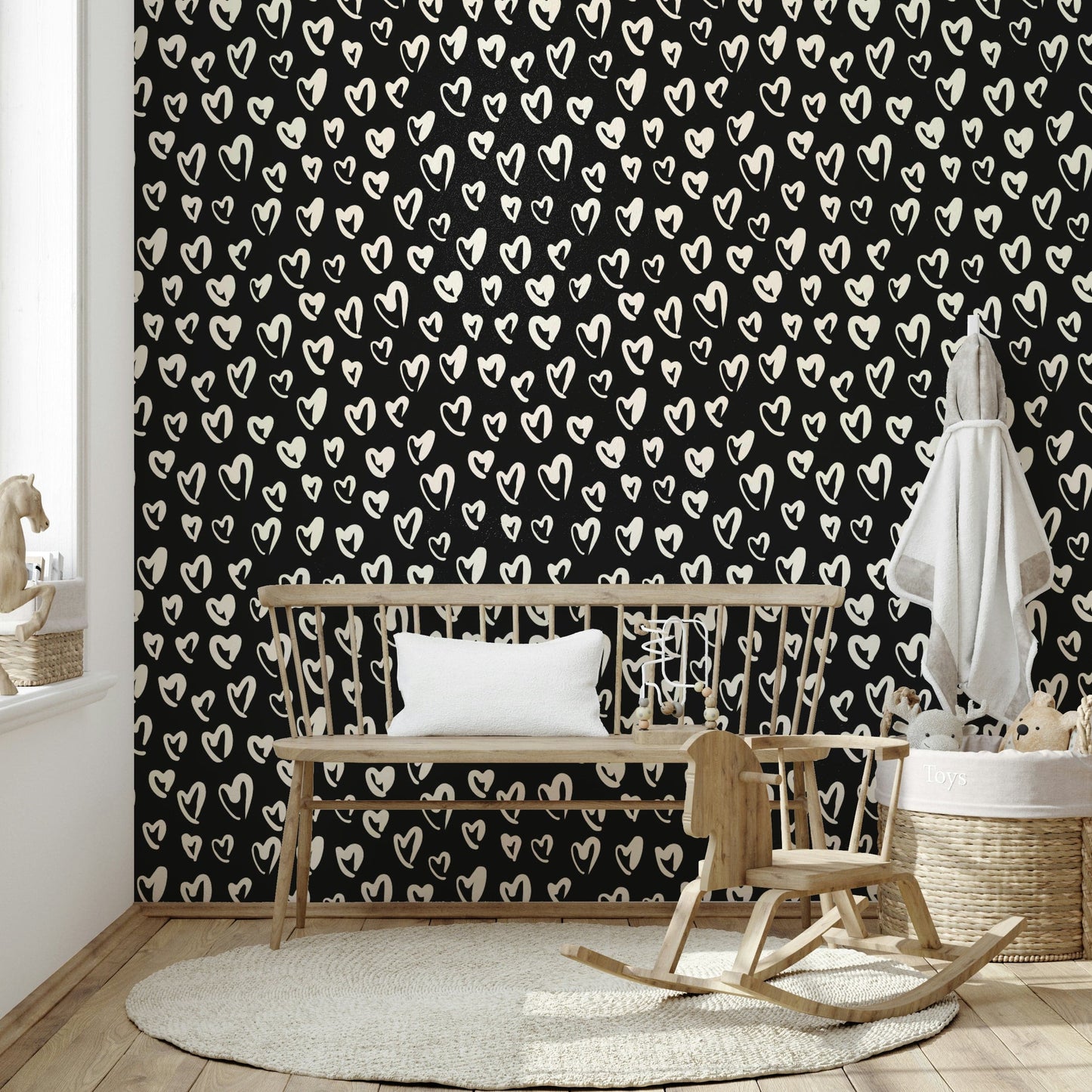 Sweet doodle hearts on charcoal aesthetic wallpaper

