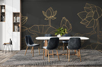 Black Lotus Luxury Wallpaper Mural with bold design
