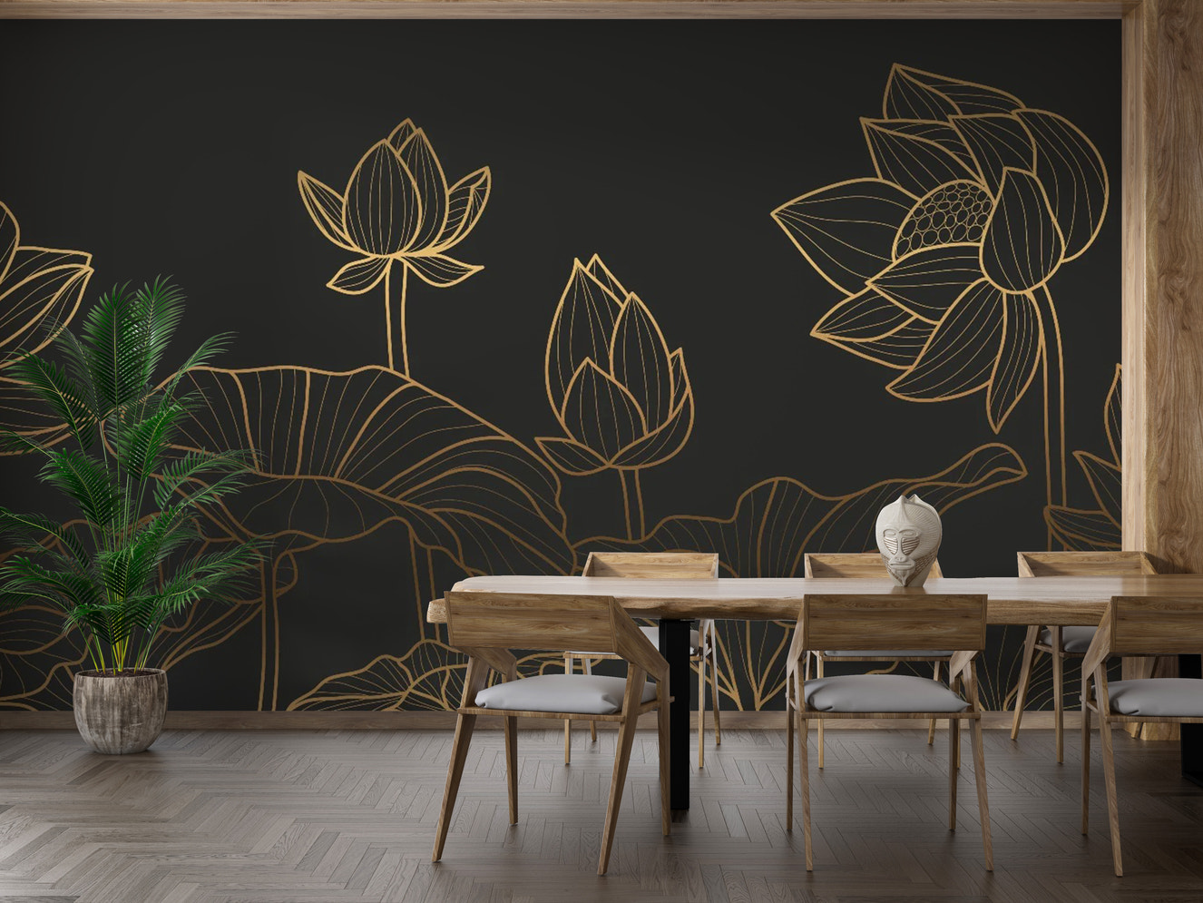 Black Lotus Luxury Wallpaper Mural for elegant rooms
