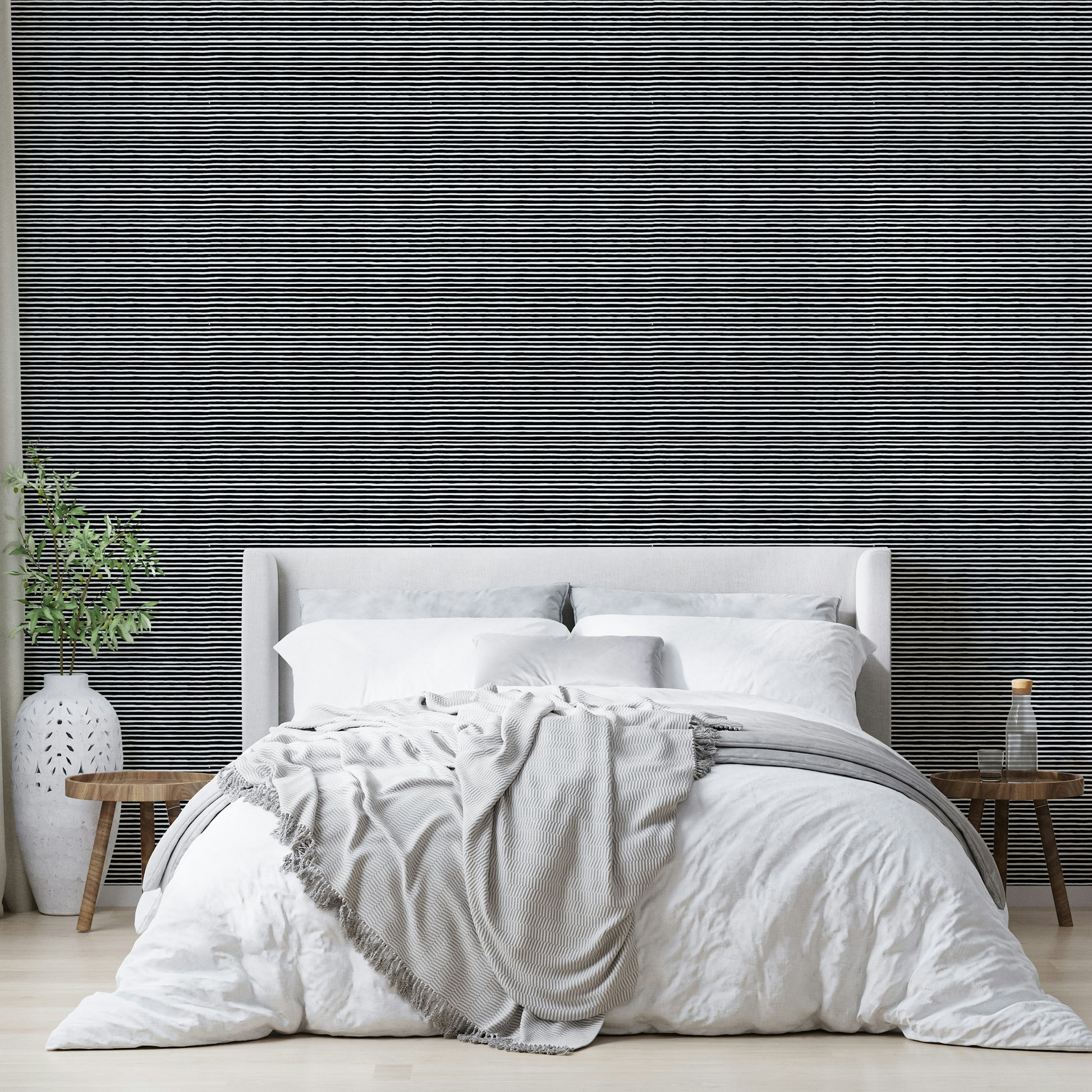 Contemporary black line pattern wall design

