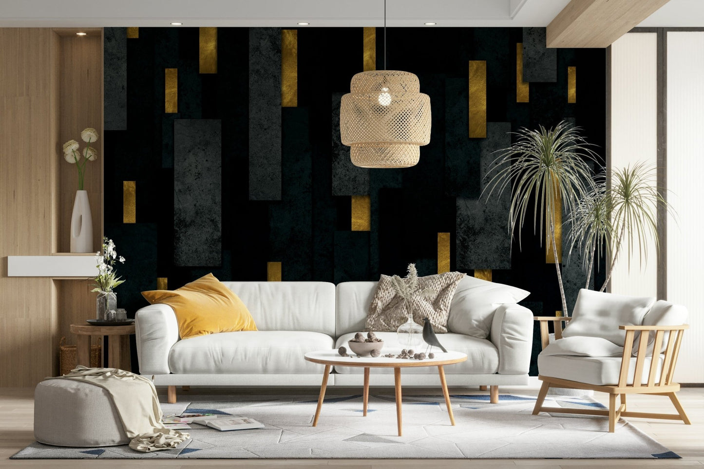 Black Urban Charcoal Spires Wall Mural with sleek spire design

