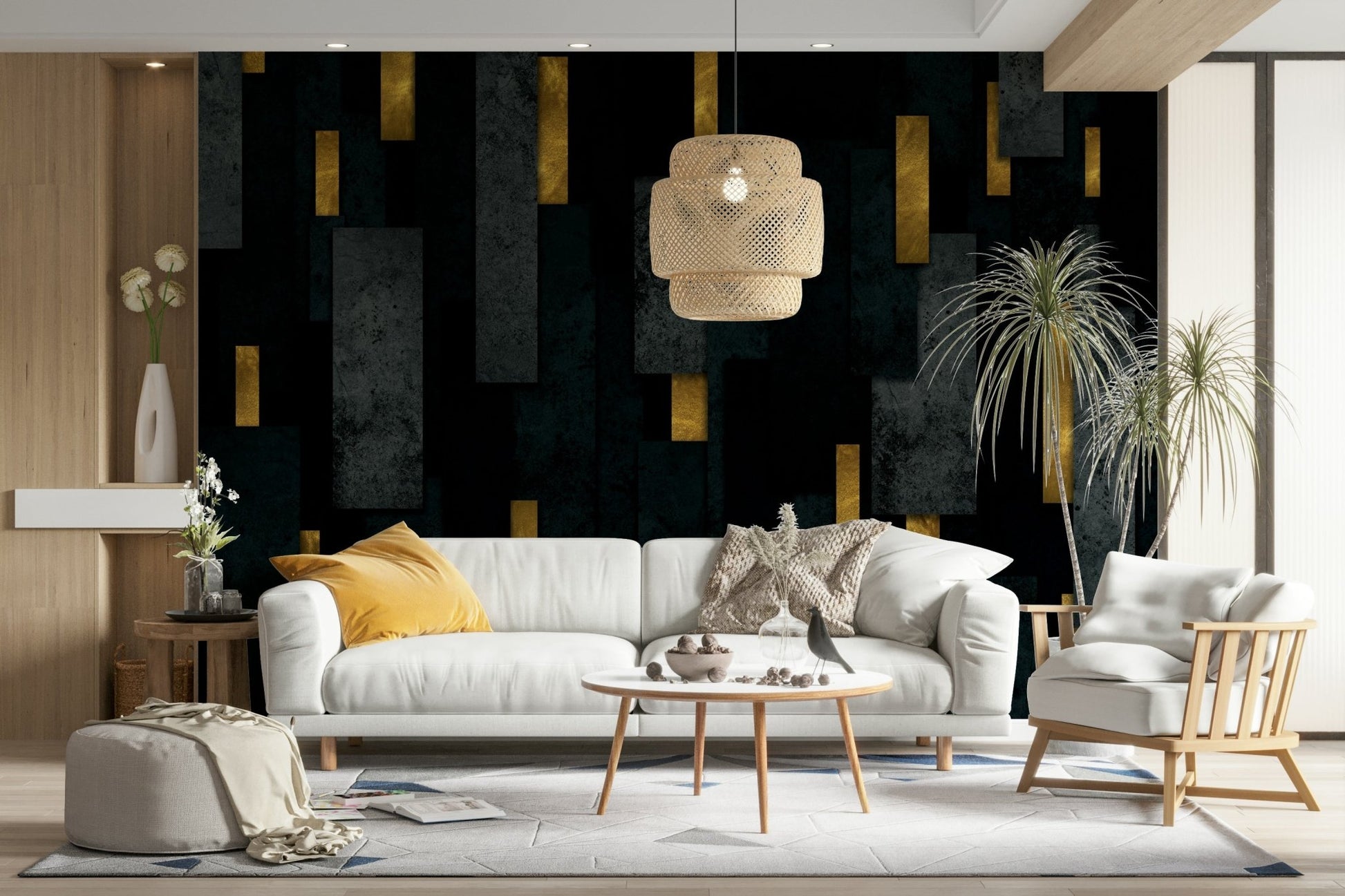 Black Urban Charcoal Spires Wall Mural with sleek spire design

