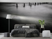 A beautiful wide-angle wall mural of the sea.


