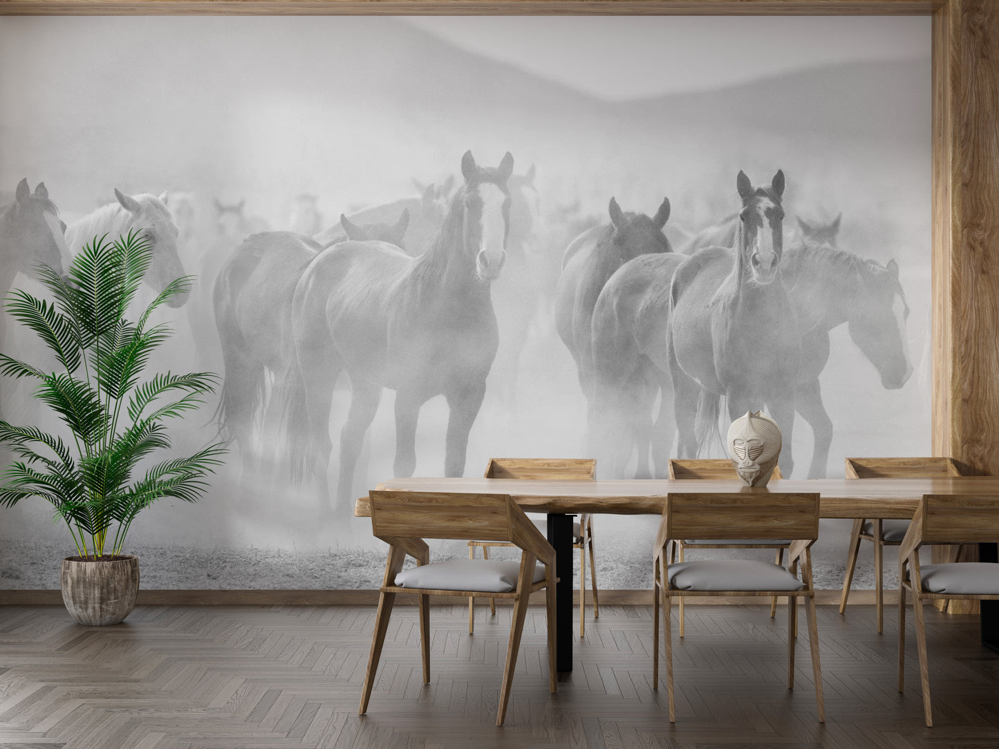Bold and elegant horse-themed wall murals
