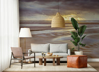Dramatic sea view Blackpool beach Sunset wallpaper sand ripples