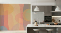 A dreamy pastel wallpaper with layered, semi-transparent shapes creating soft visual depth.