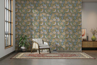 A classic floral wallpaper for walls with a bird theme.


