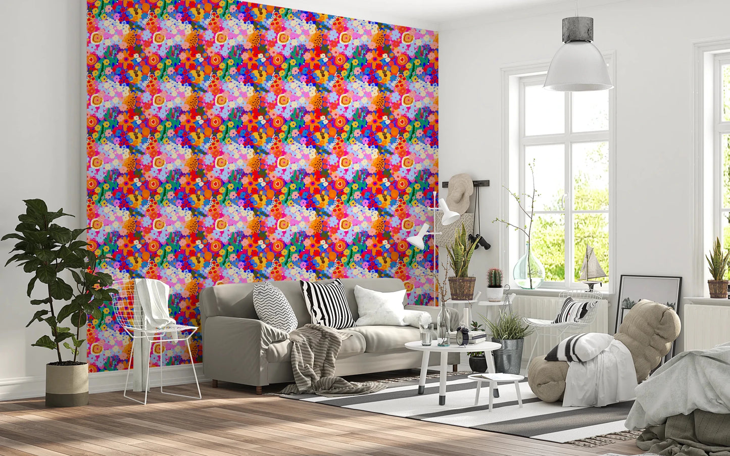 Ornate Bloom Burst colour pop florals Wallpaper illustration