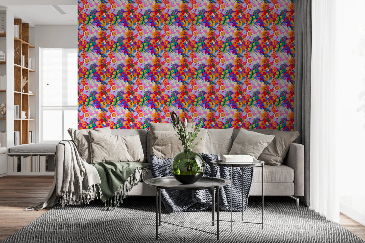 Repeating Bloom Burst colour pop florals Wallpaper pattern work