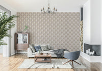 Neutral floral pattern wallpaper in taupe tones