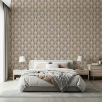 Bloom Echo wallpaper with repeating beige floral motif