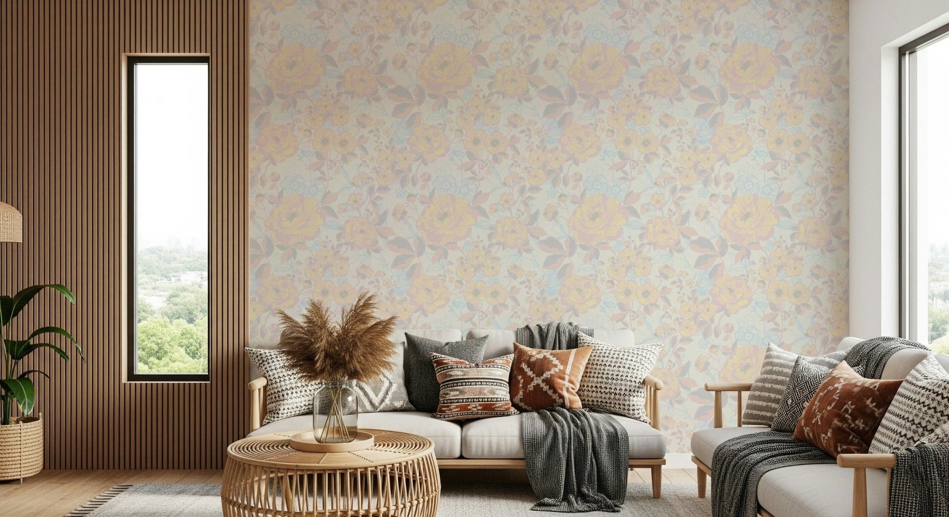Soft Floral Art watercolor wallpaper for walls.