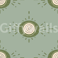 Mid-century modern floral motifs in a calming sage and olive color palette

