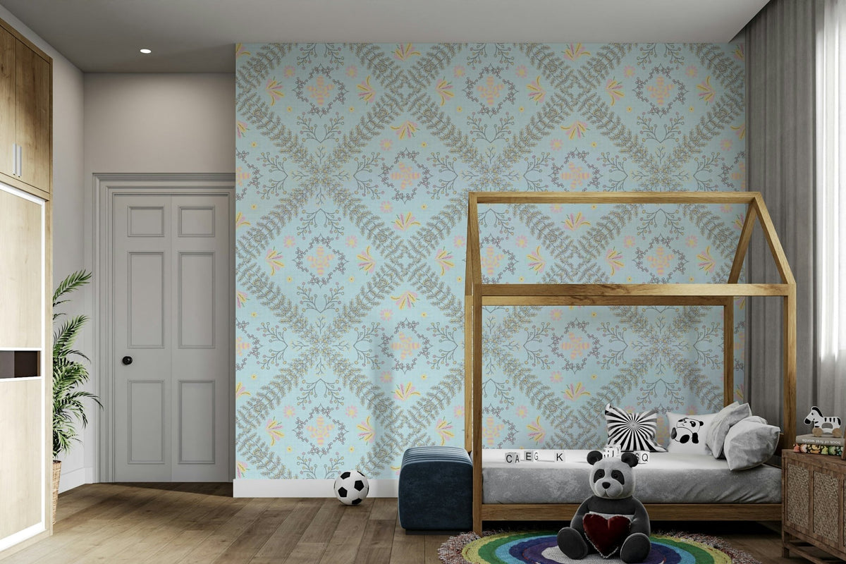 bloom tapestry blue wallpaper

