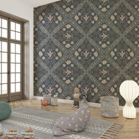 bloom tapestry gray wallpaper

