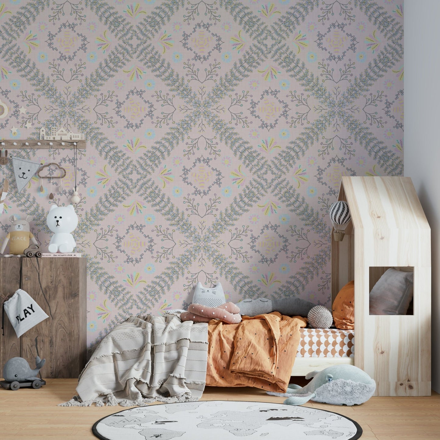 pink wallcovering


