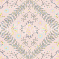 botanical motifs on a pink background

