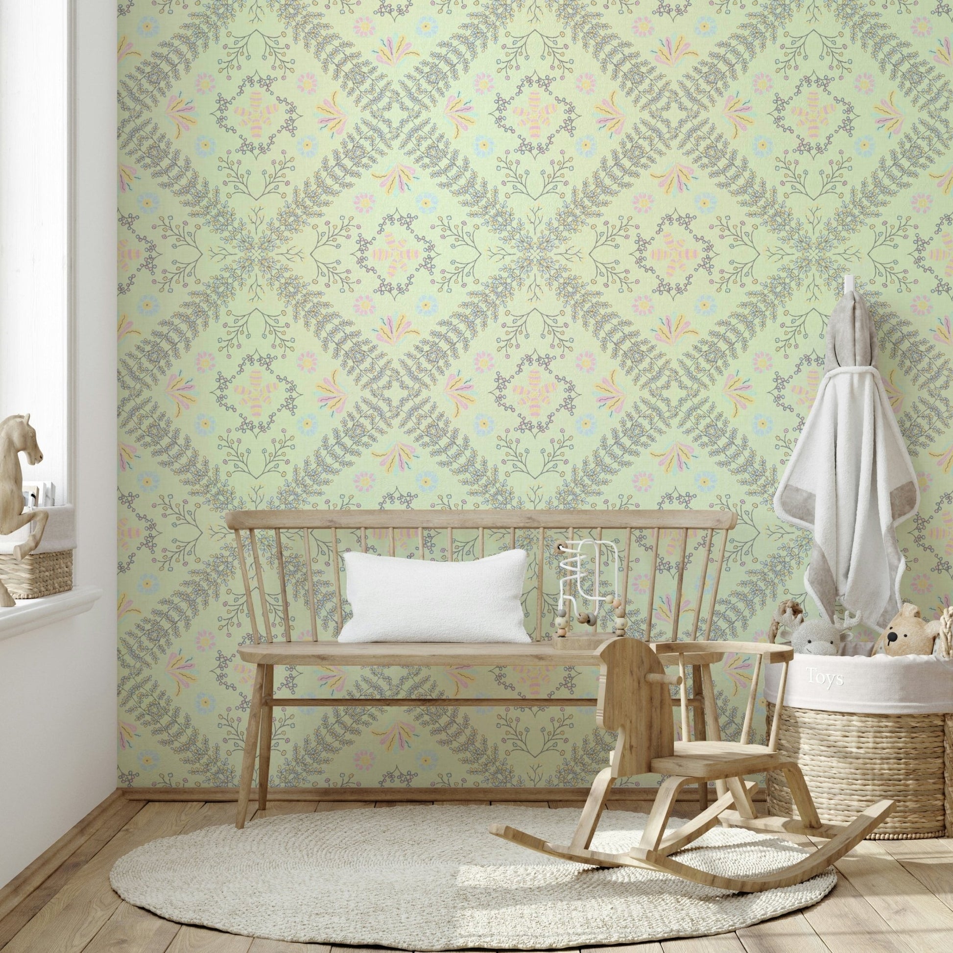 gentle floral wallpaper for a nursery

