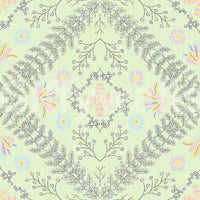 botanical motifs on a green background

