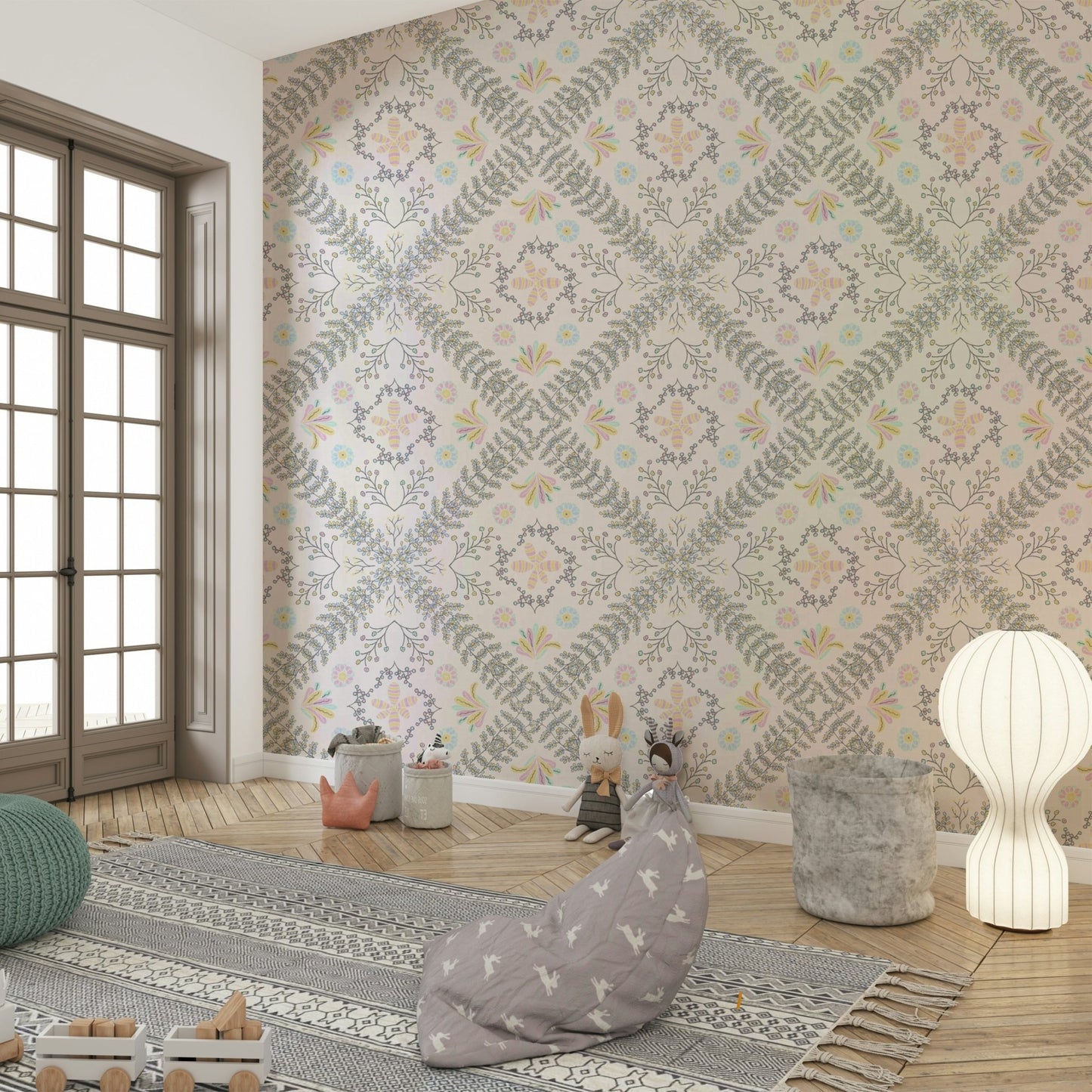 white wallcovering

