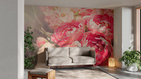 Minimalist Flowers hallway wall mural with delicate stems and green leaves.
