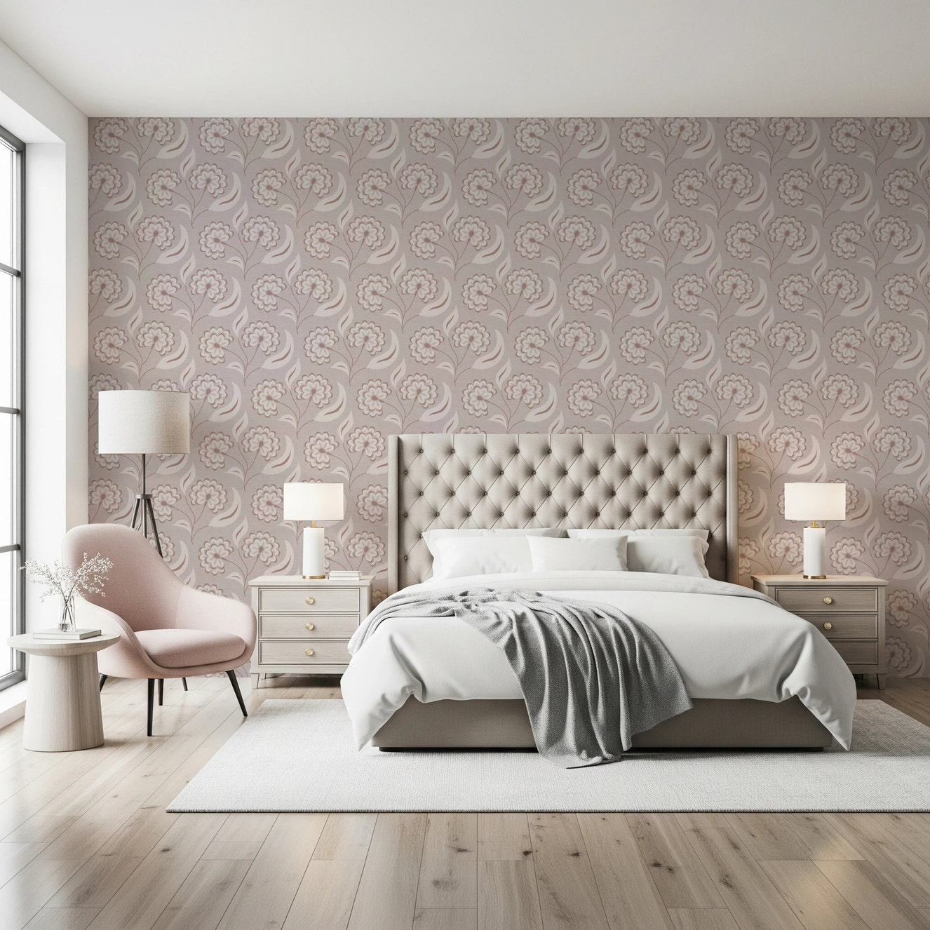Bloomscape Beige Wallpaper⁠