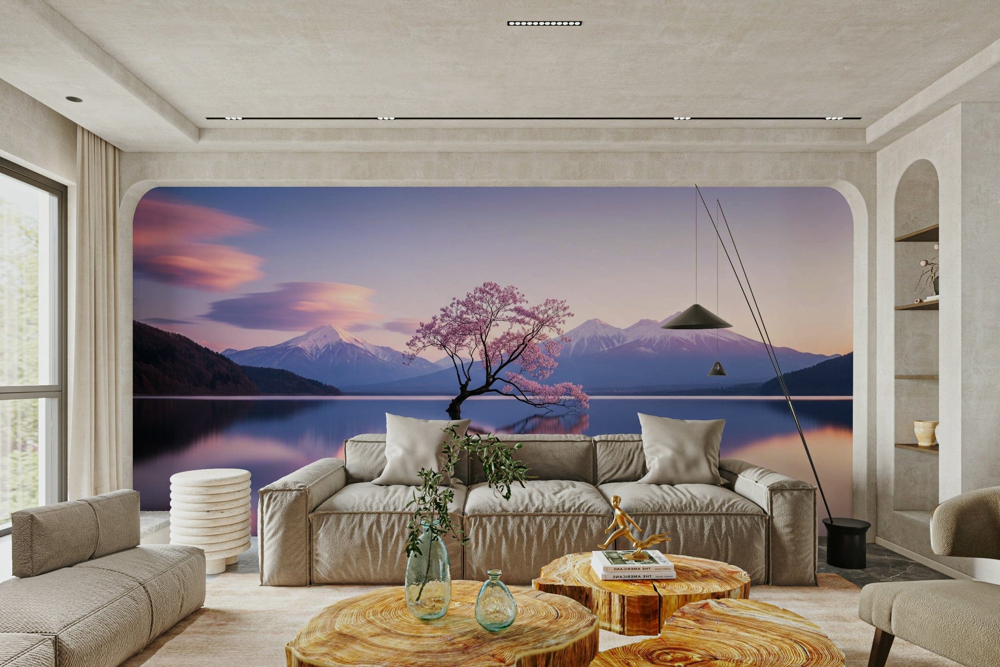 The peel and stick wallpaper showing realistic nature textures.