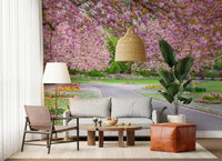 Blossom Park Wall Mural showing a lush garden path.