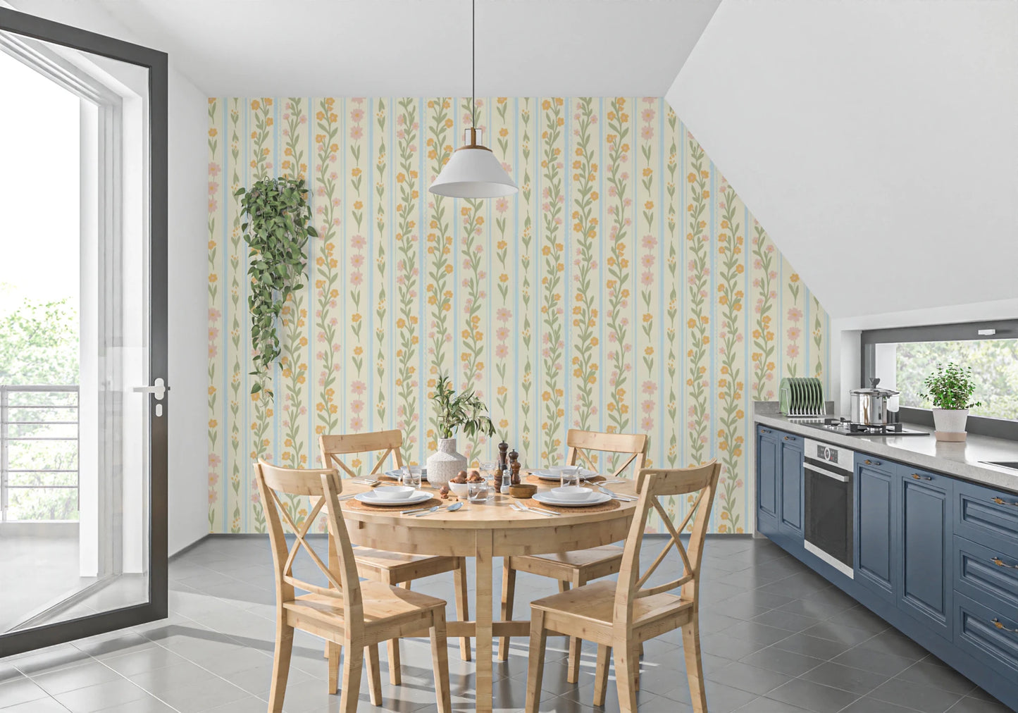 Blossom Stripes Wallpaper⁠
