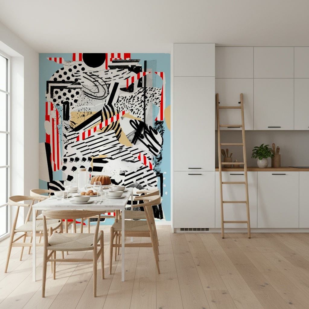 A beautiful modern stone wall mural for a living room.

