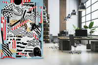 A graceful subtle stone pattern wall mural in cool, blue tones.

