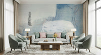 A graceful subtle pattern wall mural in cool, tranquil tones.