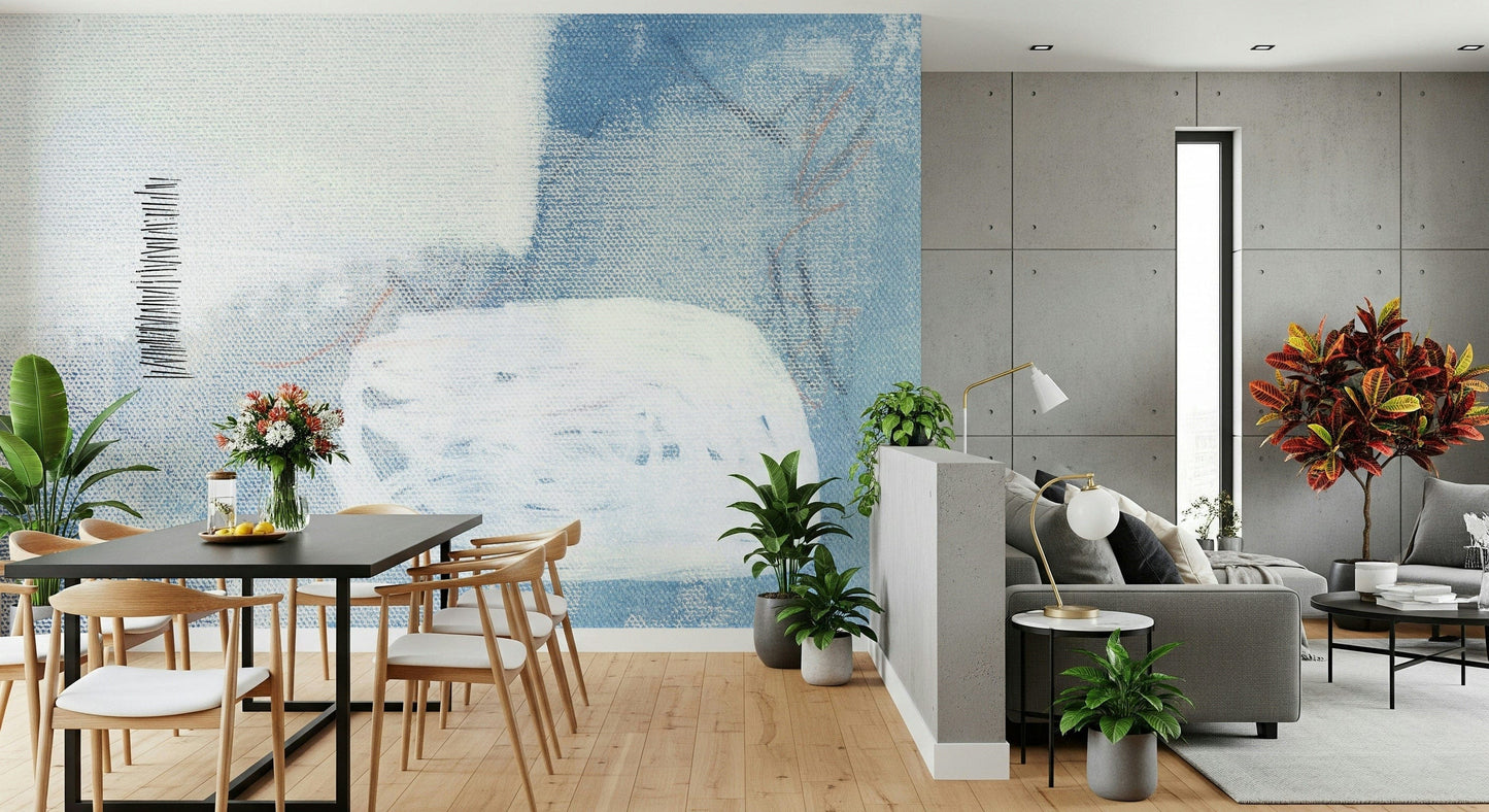 A contemplative gentle wash wallpaper mural for a feature wall.