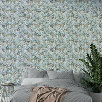 Soft abstract mural with blue watercolor shades

