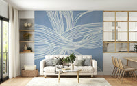 Living room mural Blue Weave geometric curves interwoven pattern feature wall