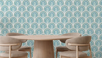 Blue rainbow pastel freehand wallpaper