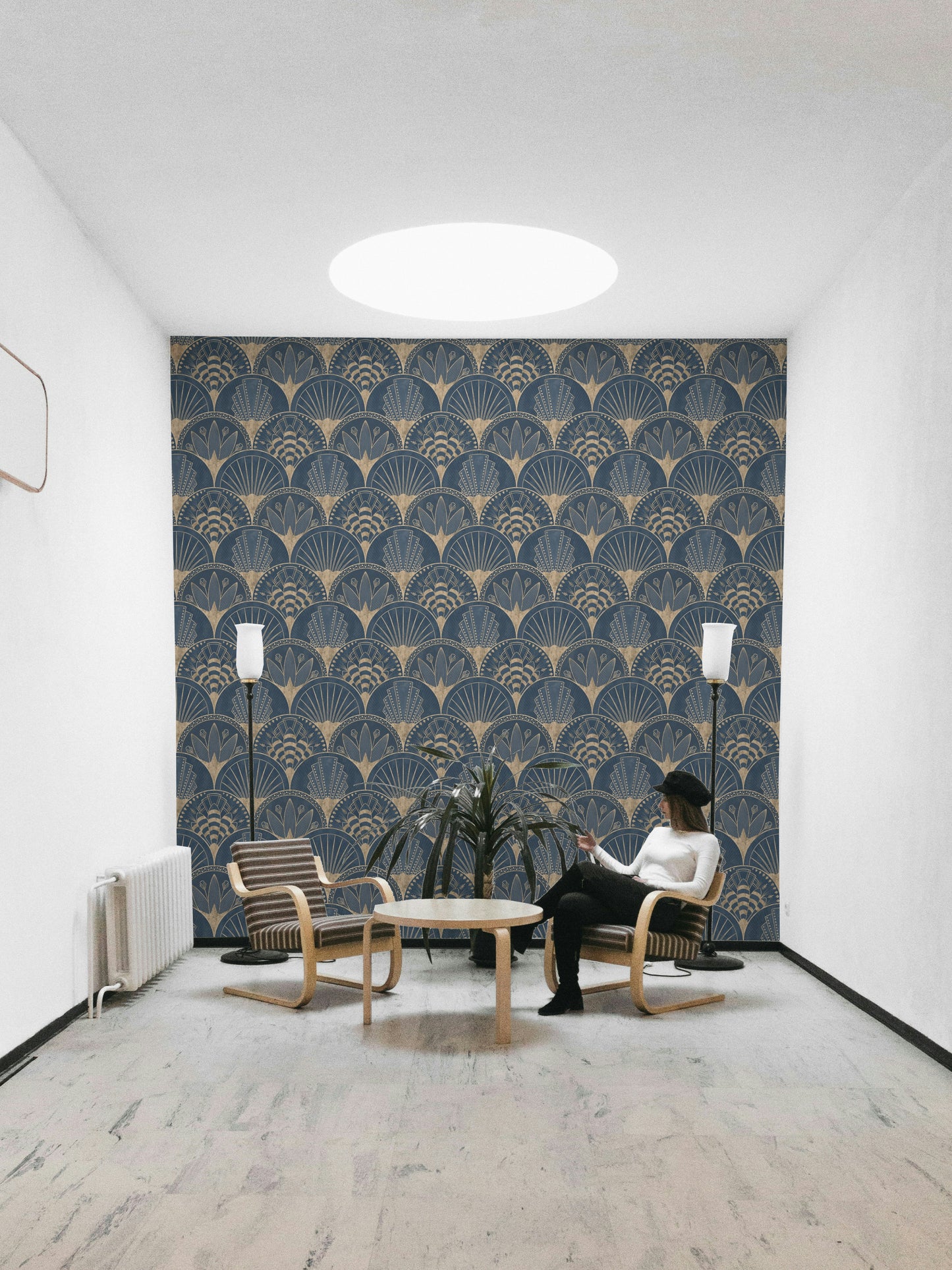 Retro blue and gold wall mural

