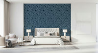 Wall mural Blue Scandinavian, charming motif, decorative twigs.