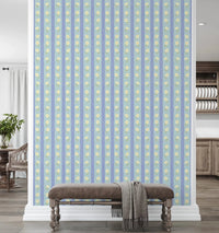 Blue Bloom Stripes Wallpaper⁠